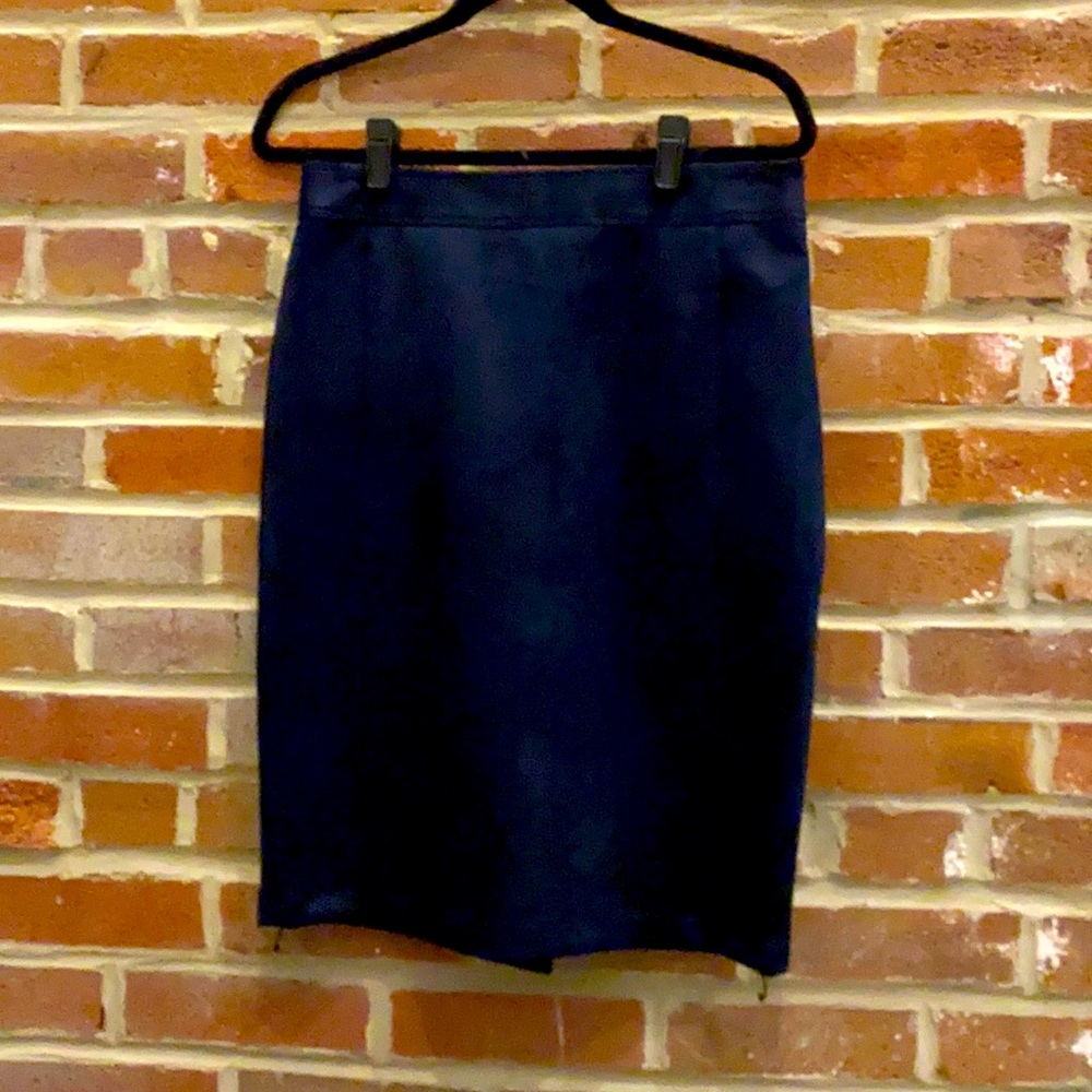 Ann Taylor Suede Navy Blue Work Skirt